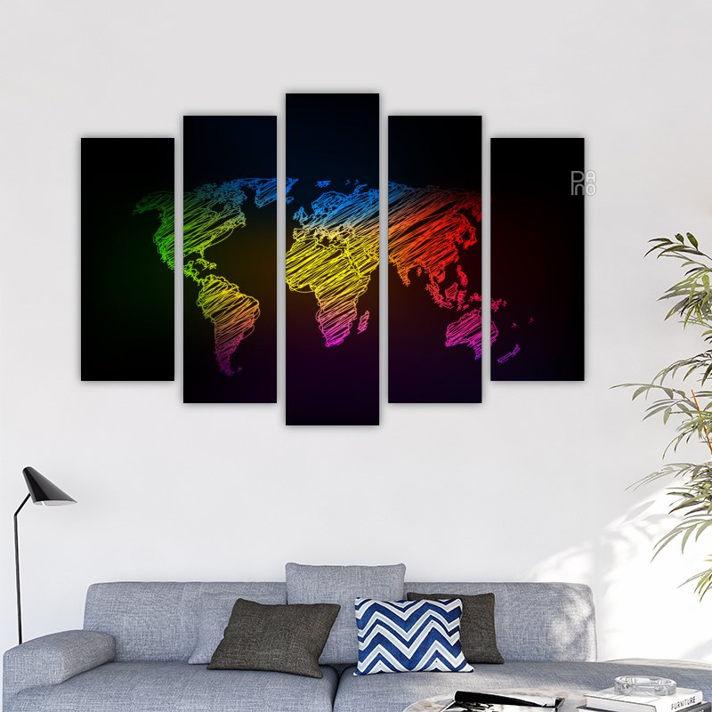 Bunte Skizze der Weltkarte