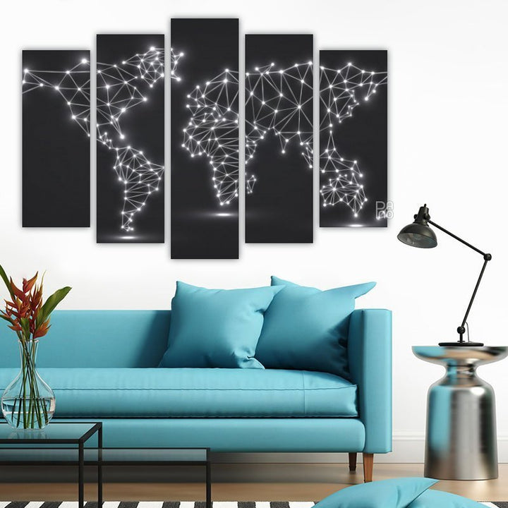 Abstract World Map with Glowing Dots