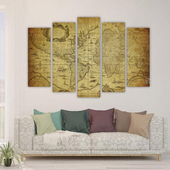 Antique World Map with Details