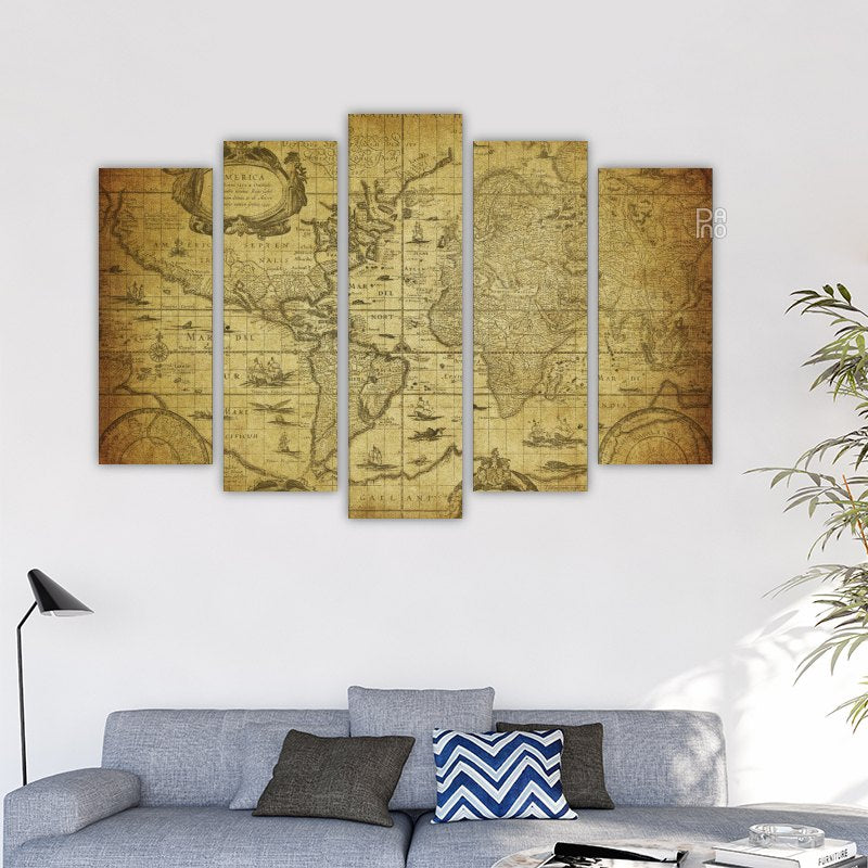 Antique World Map with Details