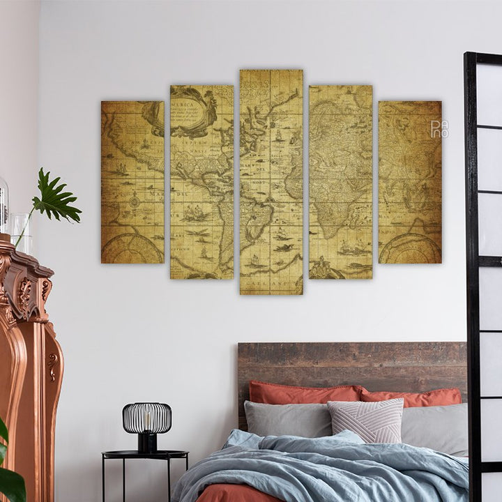 Antique World Map with Details