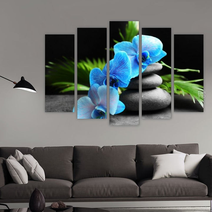 Beautiful Spa Arrangement with Blue Orchid and Stones