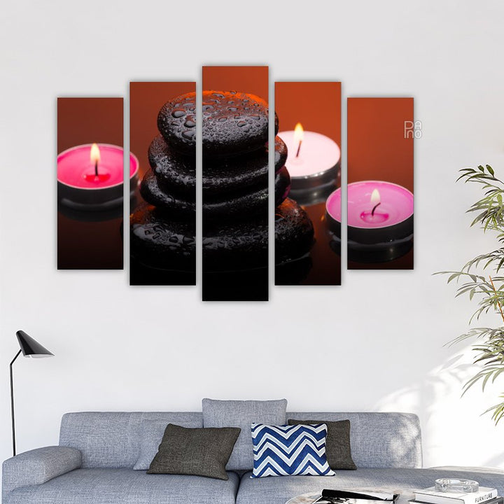 Massage Stones and Burning Candles
