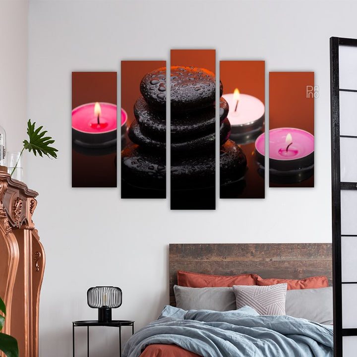 Massage Stones and Burning Candles