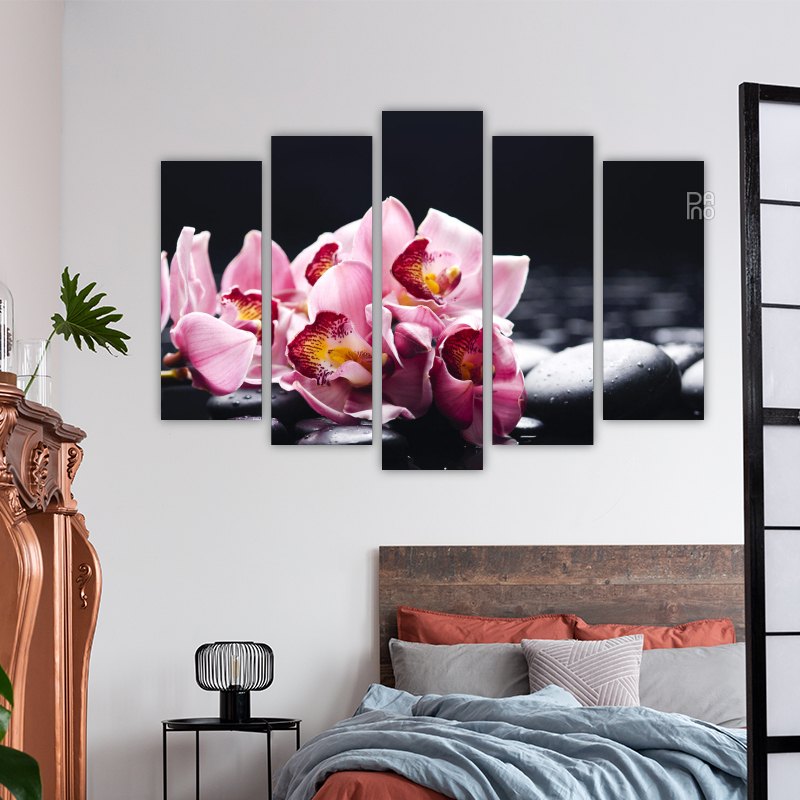 Orchid with Black Stones