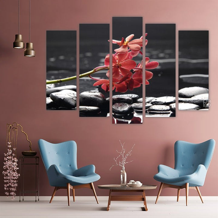 Orchid and Black Stones