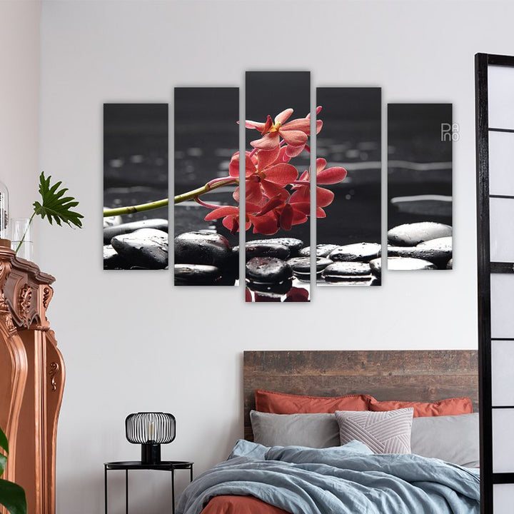 Orchid and Black Stones