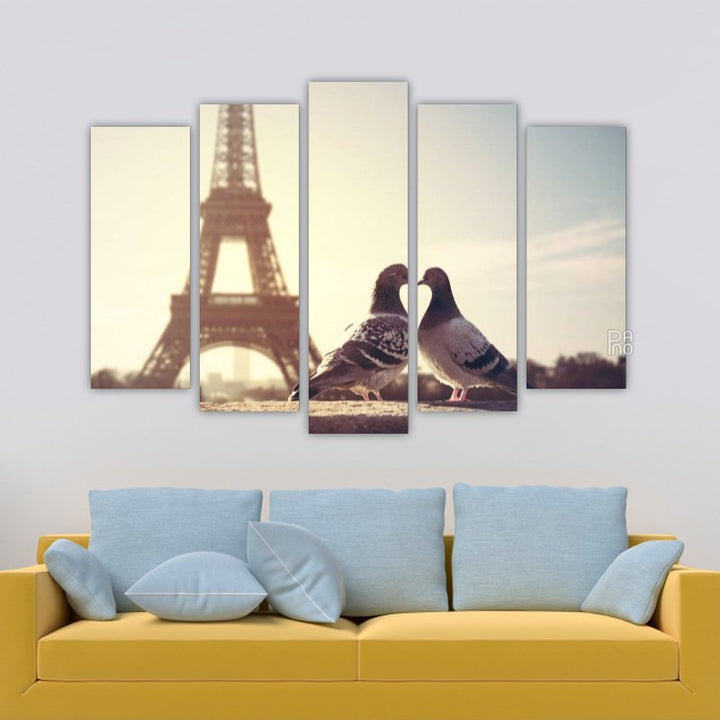 Loving Birds in Front of the Eiffel Tower