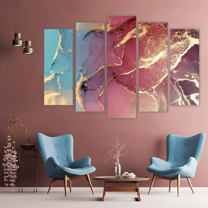 Abstract Colorful Background with Golden Elements