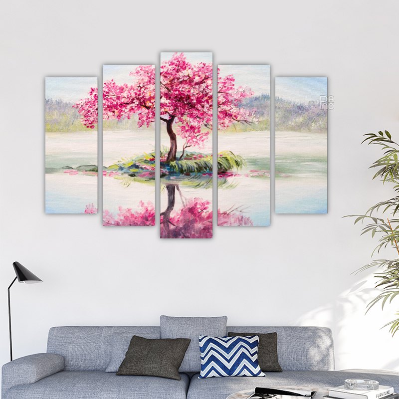 Cherry tree in a lake - tapestry photo