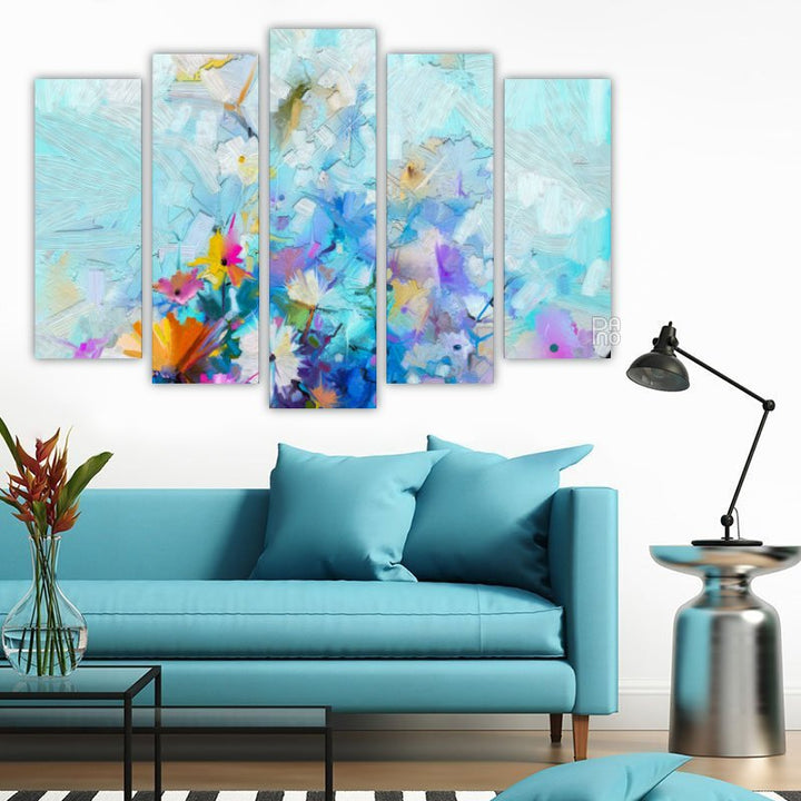 Abstract floral painting with oil colors