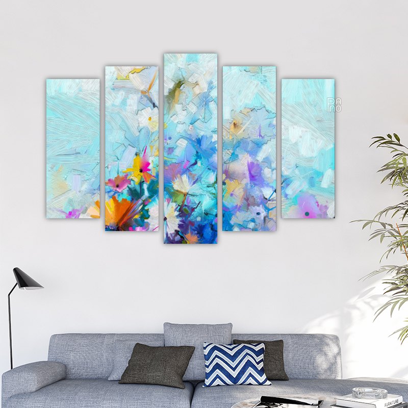 Abstract floral painting with oil colors