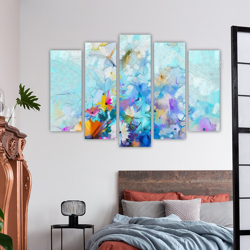 Abstract floral painting with oil colors