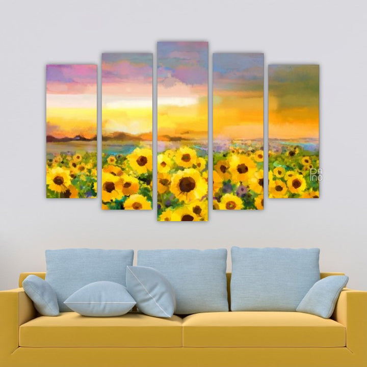 Oil painting with sunflowers