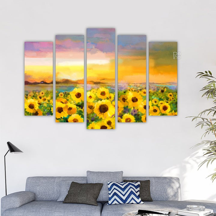 Oil painting with sunflowers