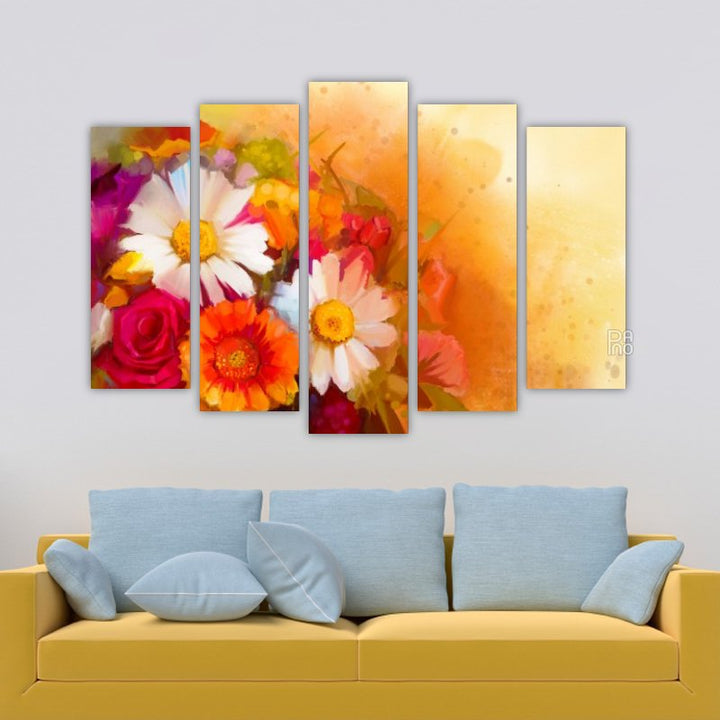 Abstract flowers with oil paints