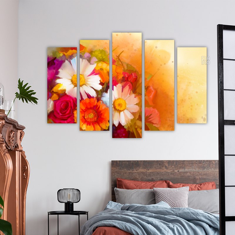 Abstract flowers with oil paints