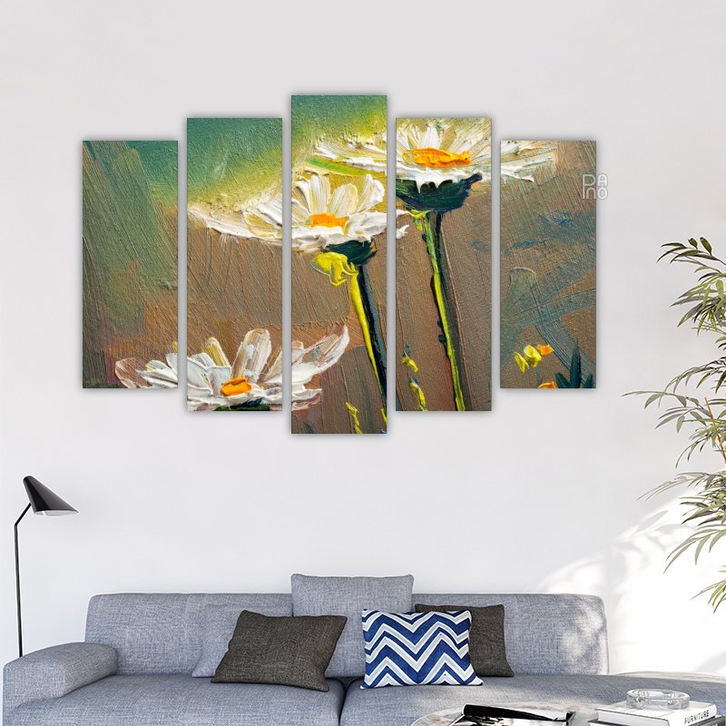 Oil painting with daisies