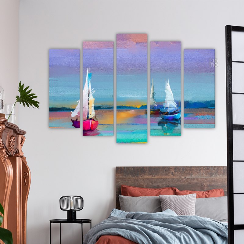 Three boats at sunset