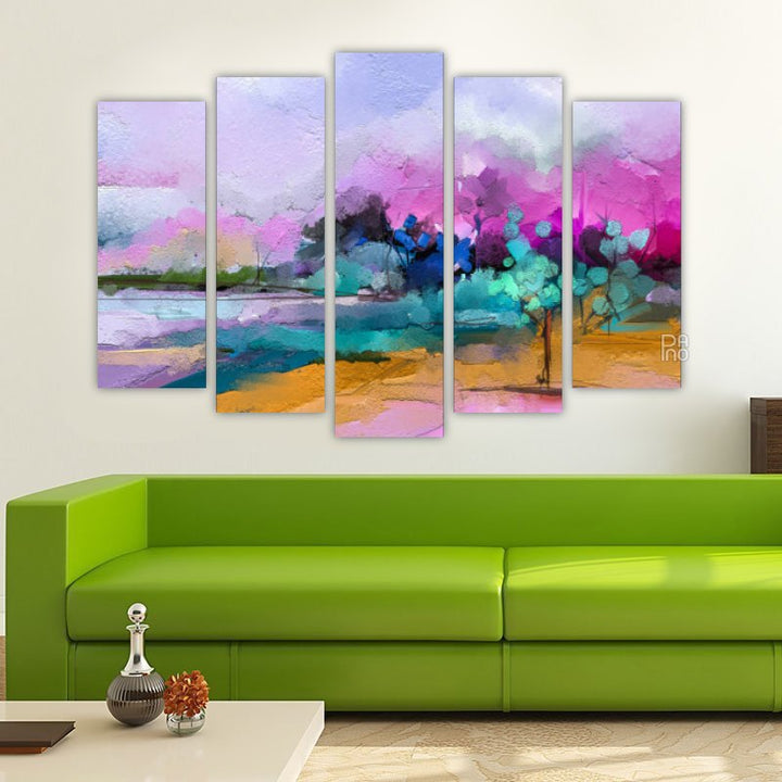 Abstract colorful landscape with oil painting