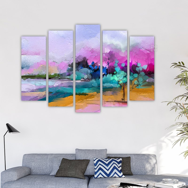 Abstract colorful landscape with oil painting