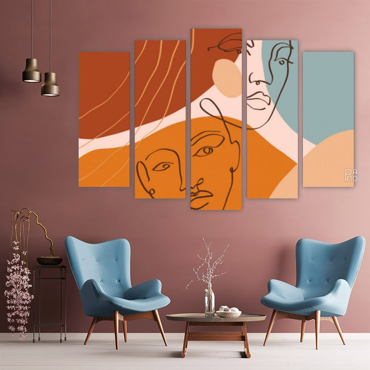 Abstract faces on a background