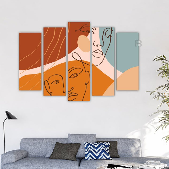 Abstract faces on a background