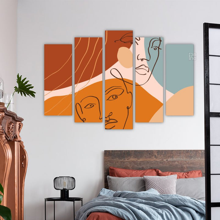 Abstract faces on a background
