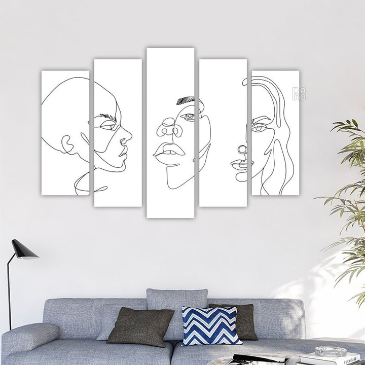 Abstract faces in continuous line