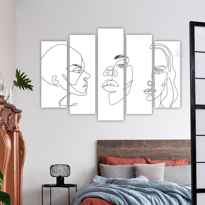 Abstract faces in continuous line