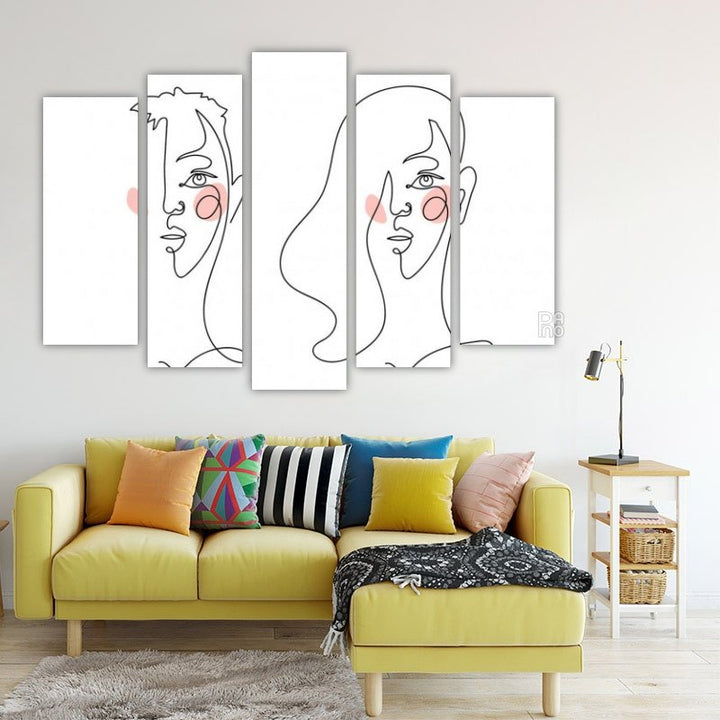Abstract male and female portrait