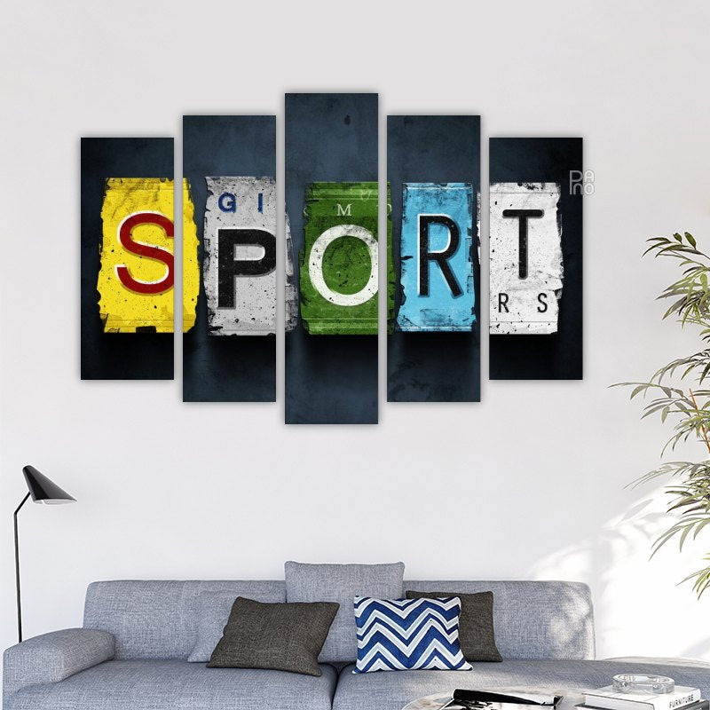 Sportska ploča za teretanu s motivima sportskih disciplina i dinamičnim stilom - zidna ukrasna ploča na čvrstoj podlozi