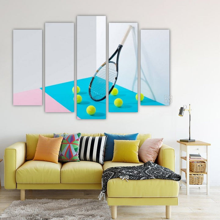 Tennis Racket on Colorful Background
