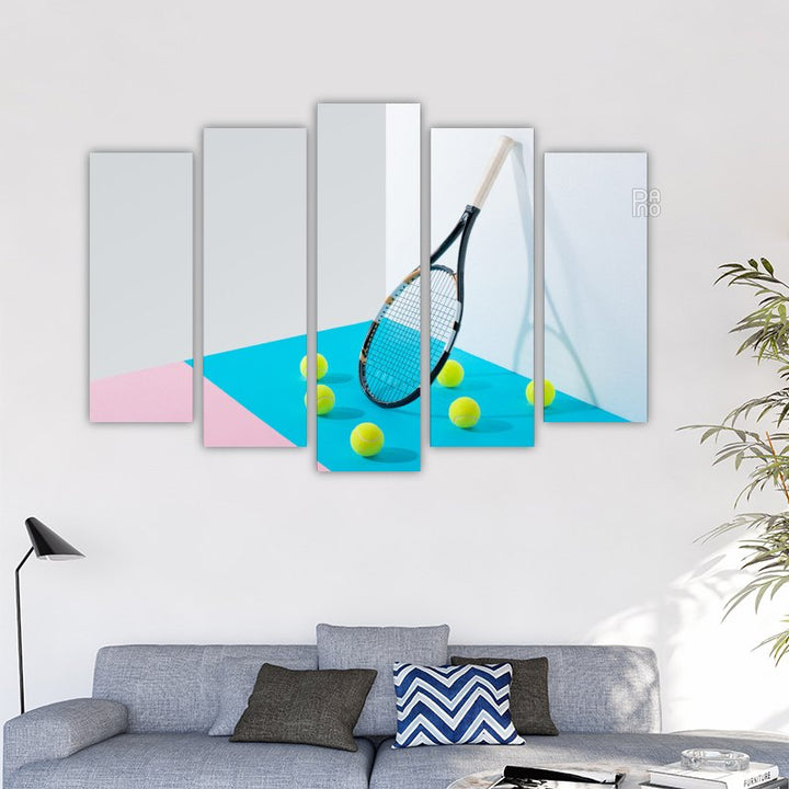 Tennis Racket on Colorful Background