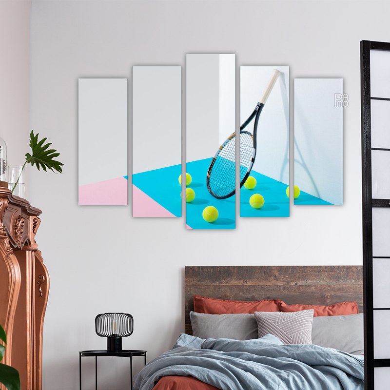 Tennis Racket on Colorful Background
