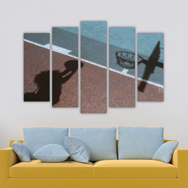 Shadow of Woman on Basketball Court