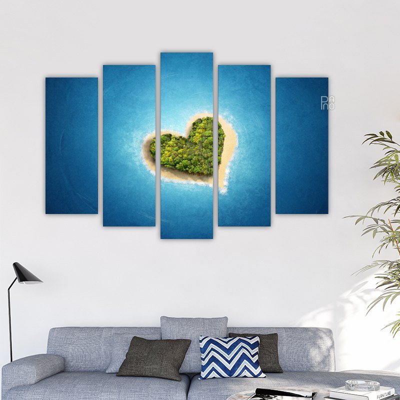 Tropical heart-shaped island