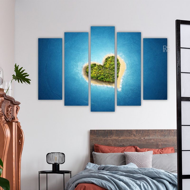 Tropical heart-shaped island