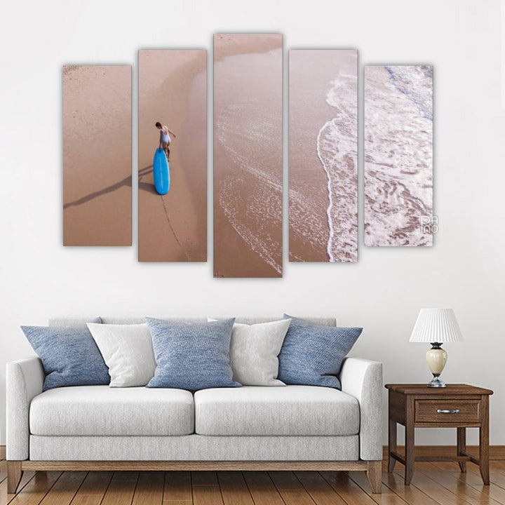 Surfer on the ocean shore