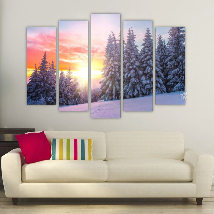 Winter landscape at sunset