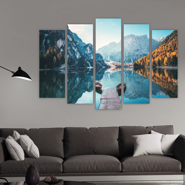 Boats on a Mountain Lake