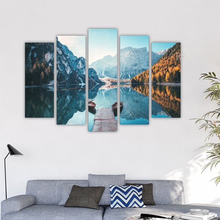 Boats on a Mountain Lake