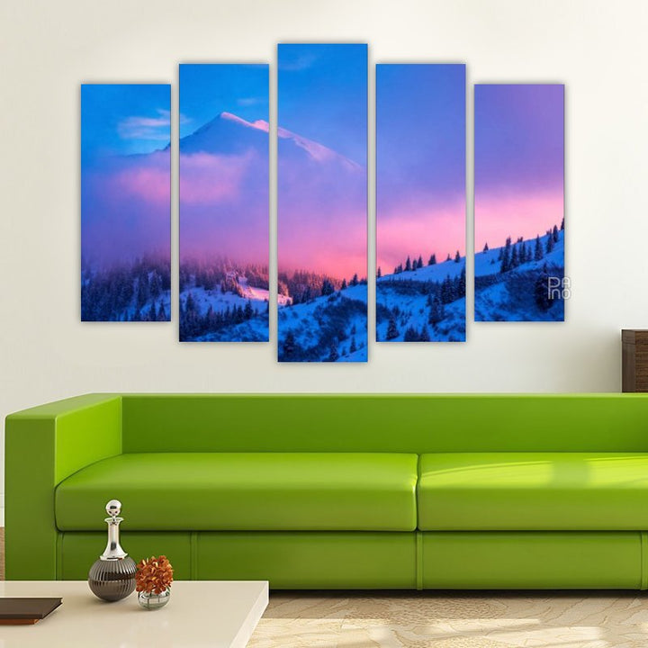 Winter Landscape with Pink Evening Light