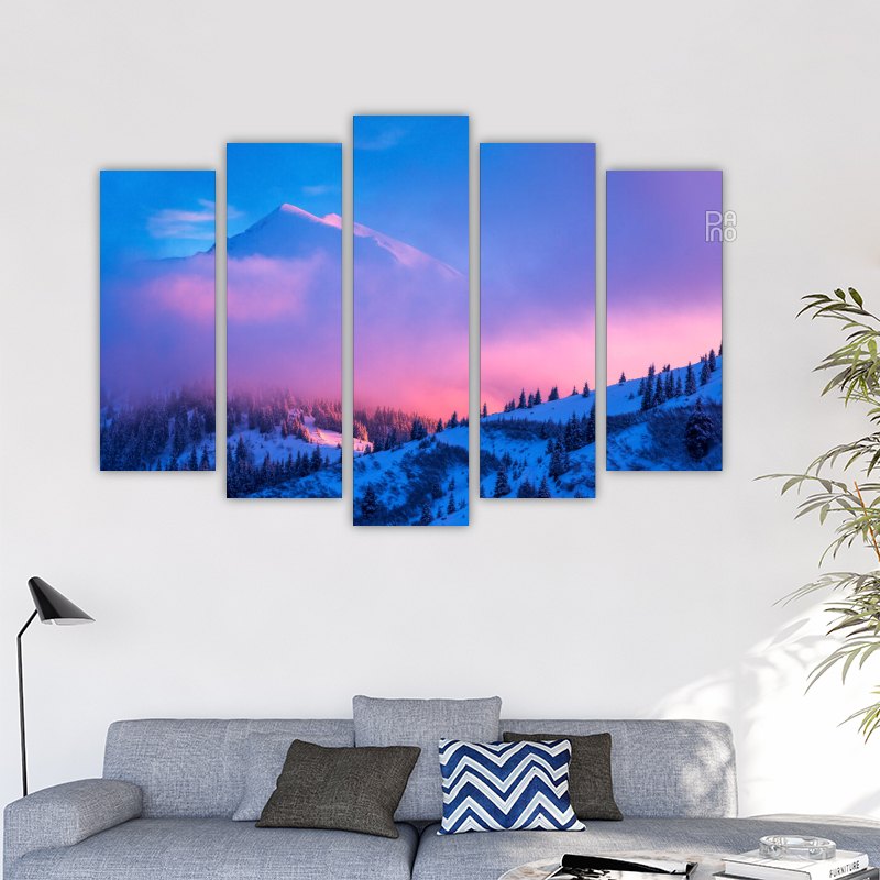 Winter Landscape with Pink Evening Light