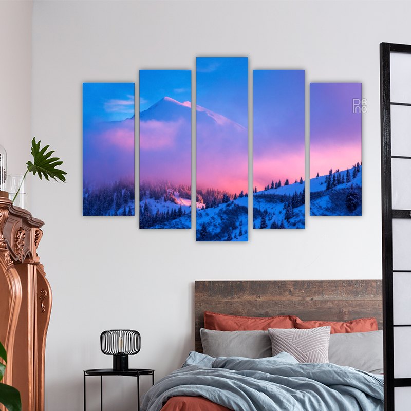 Winter Landscape with Pink Evening Light