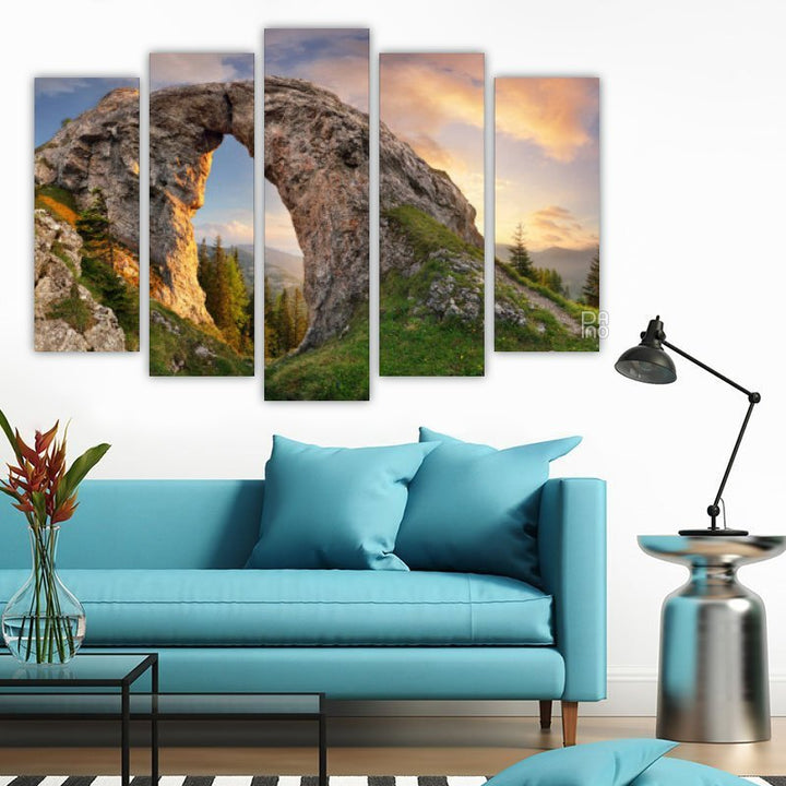 Incredible Mountain Landscape with a Colorful Bright Sunset