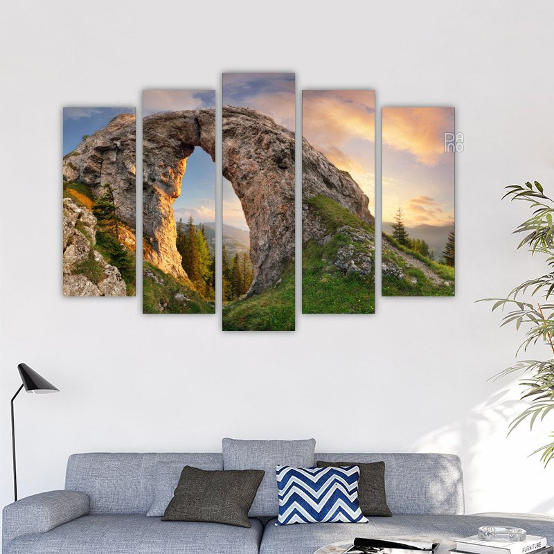 Incredible Mountain Landscape with a Colorful Bright Sunset