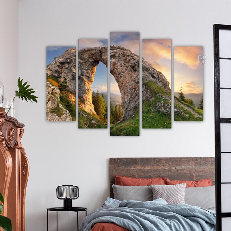 Incredible Mountain Landscape with a Colorful Bright Sunset