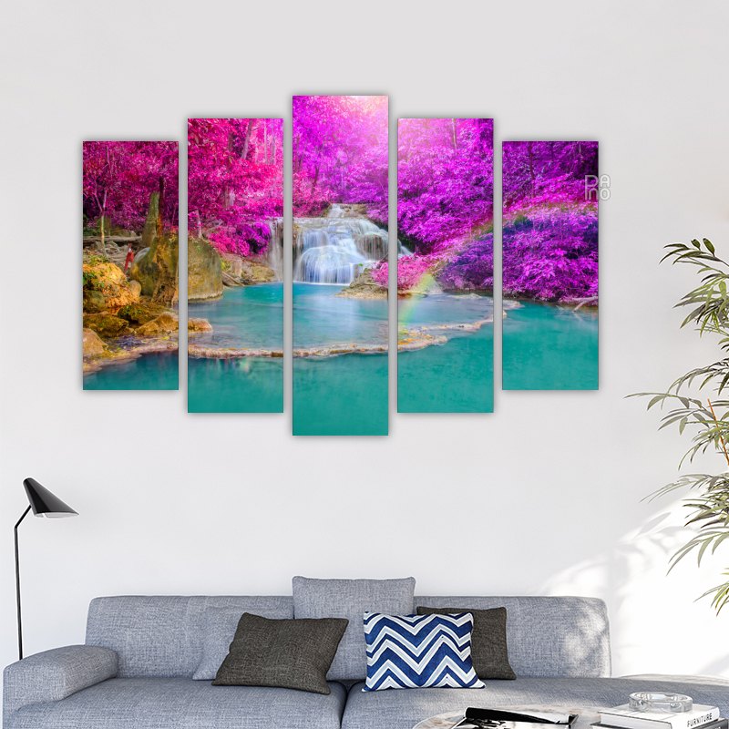 Waterfall in a pink forest