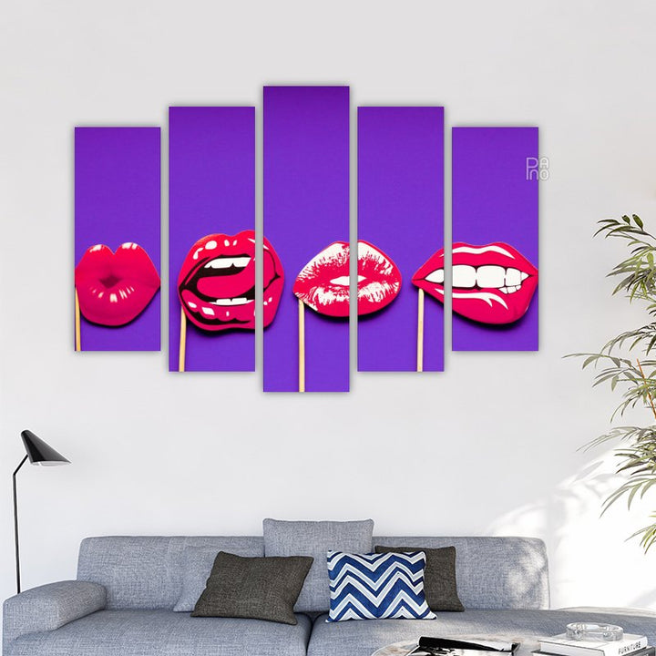 Pop art usne u grafičkom stilu s izražajnim bojama i obrisima - zidna ukrasna ploča na čvrstoj podlozi